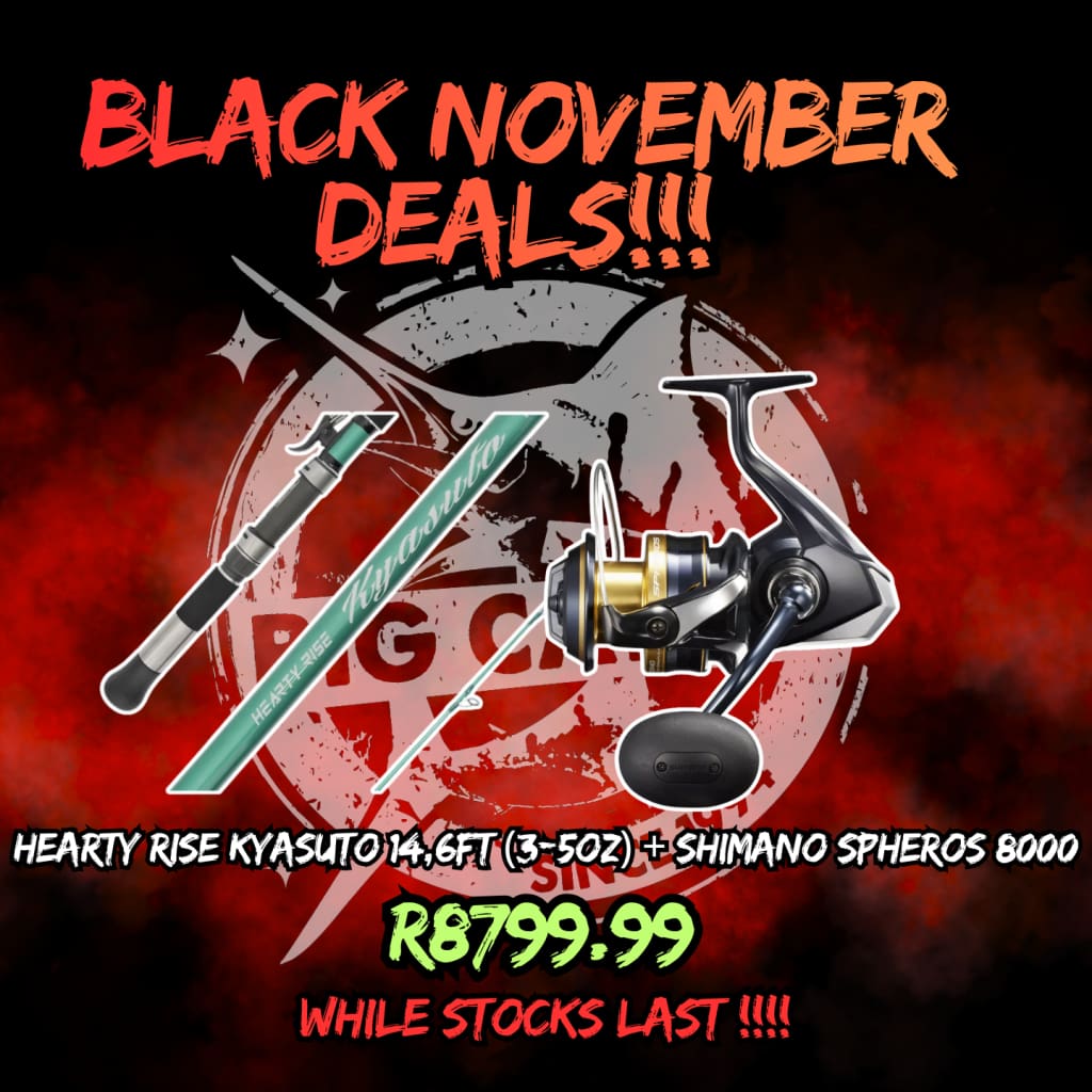 Black November Hearty Rise Kyasuto 14,6ft (3-5oz) + Shimano Spheros 8000 - Spinning Combos (Saltwater)