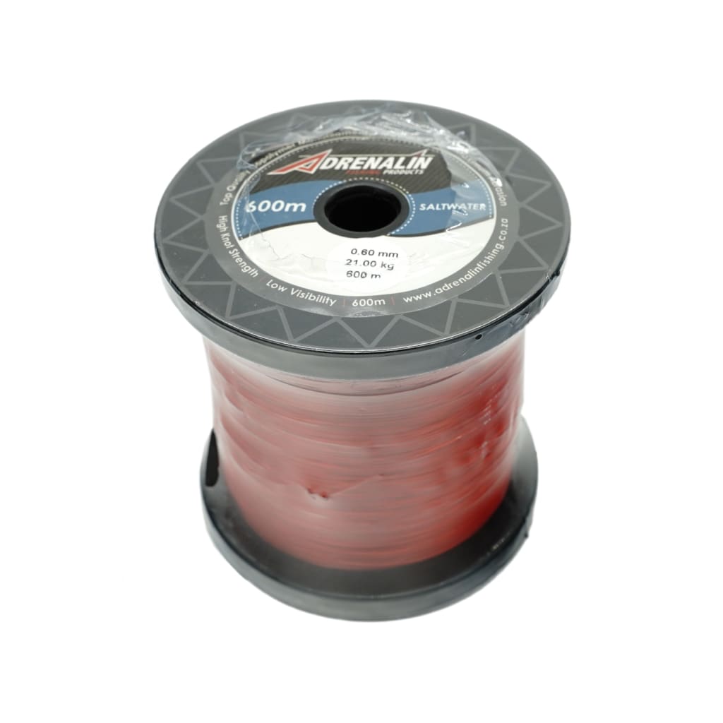 Adrenalin Saltwater Red Monofilament 600m - Mono Line & Leader (Saltwater)