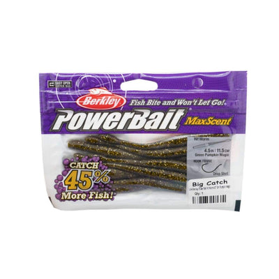 Berkley PowerBait Hit Worm - 4.5 - Green Pumpkin Magic - Soft Baits Lures (Freshwater)