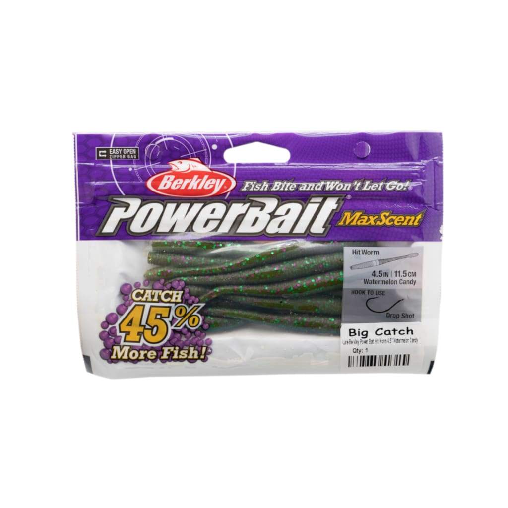 Berkley PowerBait Hit Worm - 4.5 - Watermelon Candy - Soft Baits Lures (Freshwater)