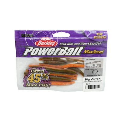 Berkley PowerBait Hit Worm - 4 - Watermelon Copper/Orange Red - Soft Baits Lures (Freshwater)