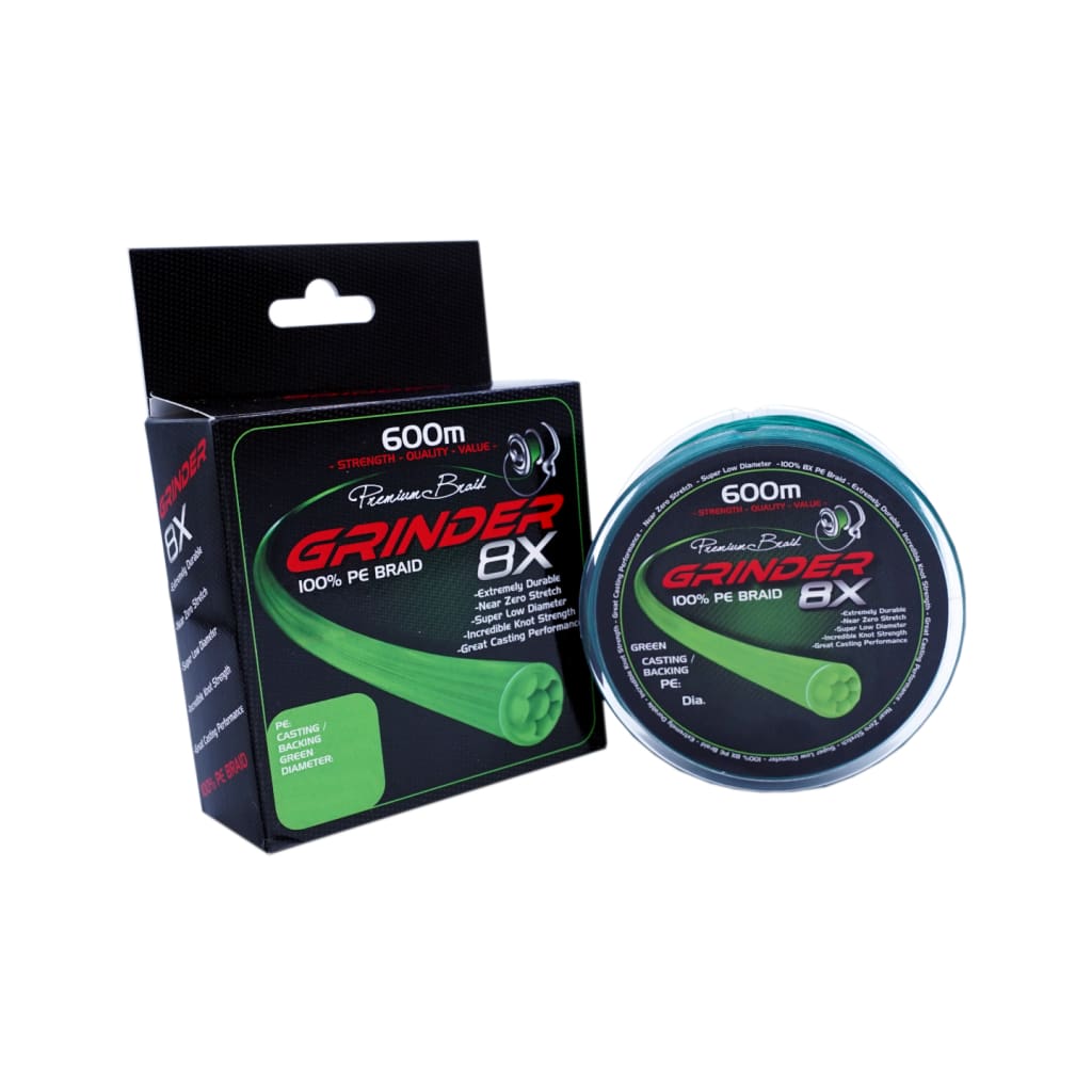 GRINDER Braid 8X 600m Green - Braided Line Line & Leader (Saltwater)