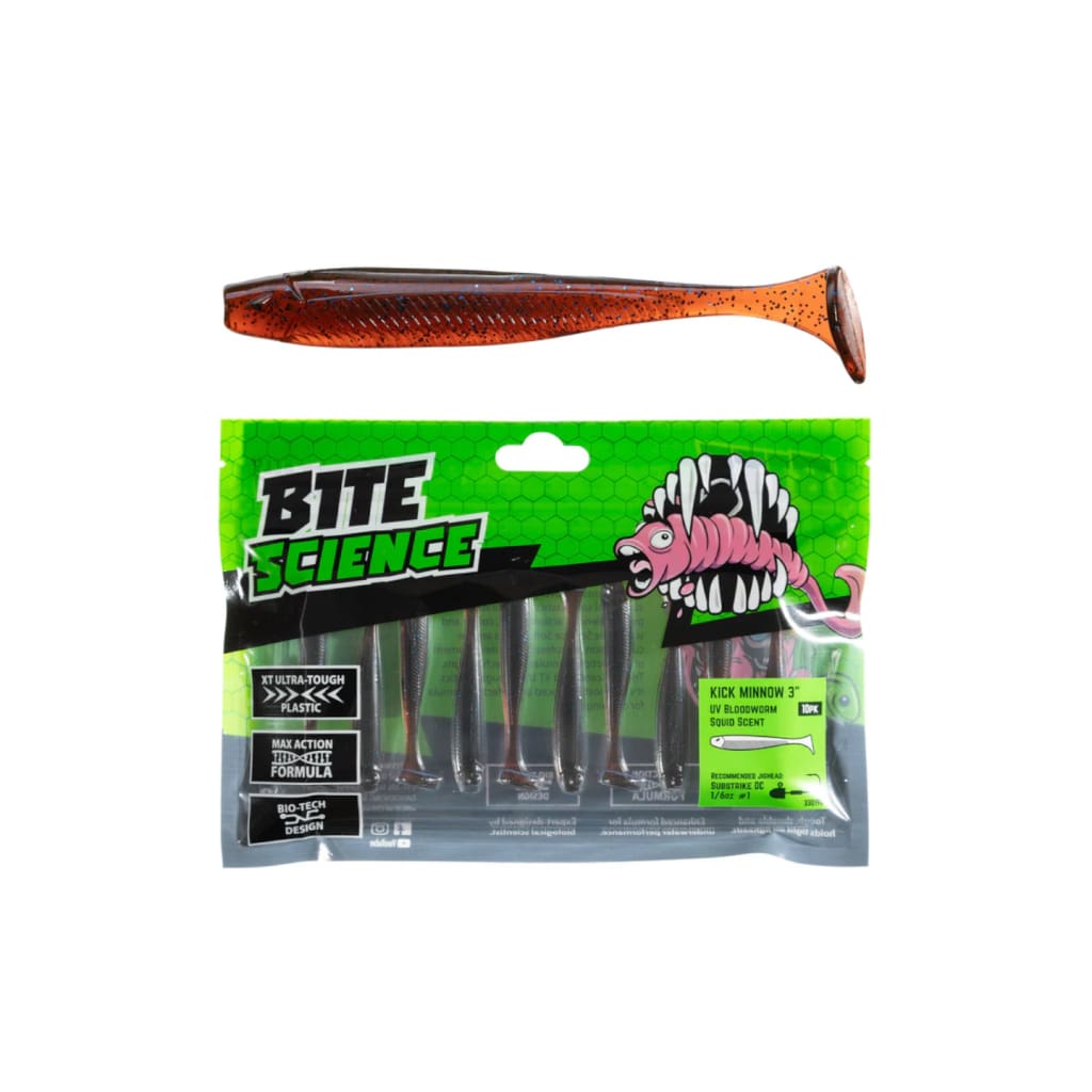 Bite Science Kick Minnow - 3’’ / UV Bloodworm