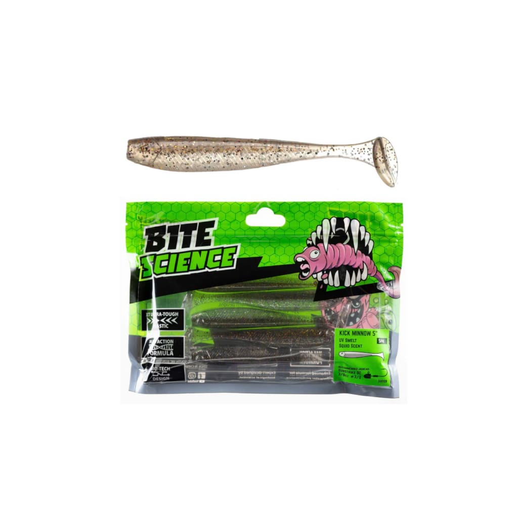 Bite Science Kick Minnow - 5’’ / UV Smelt - Soft Baits Lures (Saltwater)
