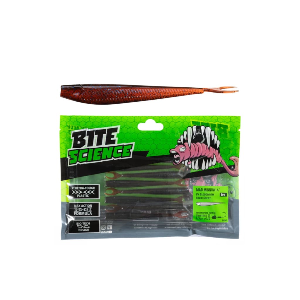 Bite Science Mad Minnow - 4’’ / UV Bloodworm