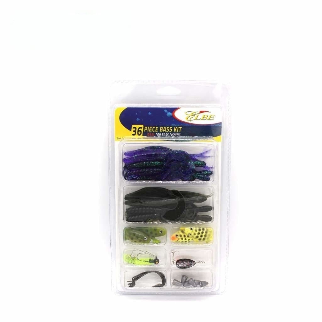 Elbe 36 Piece Bass Kit - Soft Bait Lures (Freshwater)