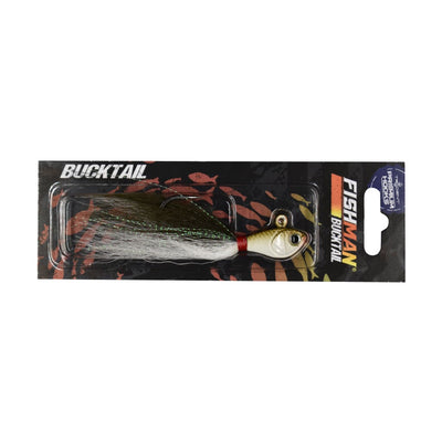 Fishman Bucktail 1/2oz - 4/0 - Olive White - Jig Heads (Hooks)