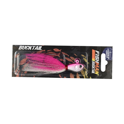Fishman Bucktail 1/2oz - 4/0 - Pink White - Jig Heads (Hooks)