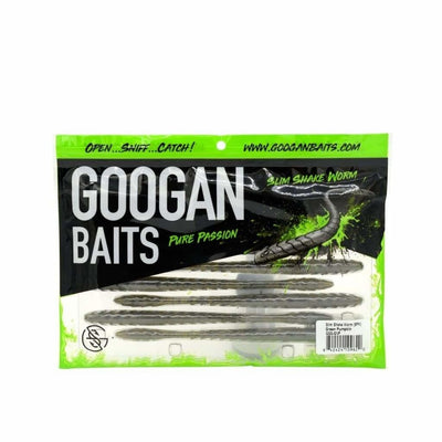 GOOGAN BAITS Slim Shake Worm - Green Pumpkin - Soft Baits Lures (Freshwater)