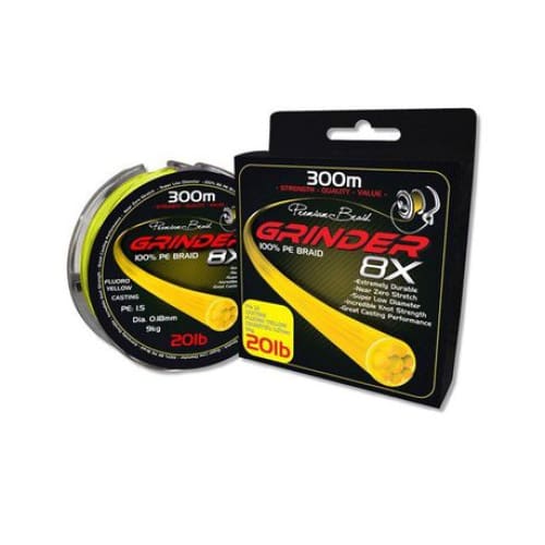 Grinder 8x Premium Braid 300m Eco Yellow - Braided Line Line & Leader (Saltwater)