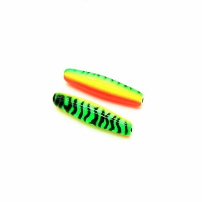 Snoek Barrels Dayglo 4oz - Fire Tiger (Green/Black Mackerel Stripes & Orange) - Hard Baits Jigs Lures (Saltwater)