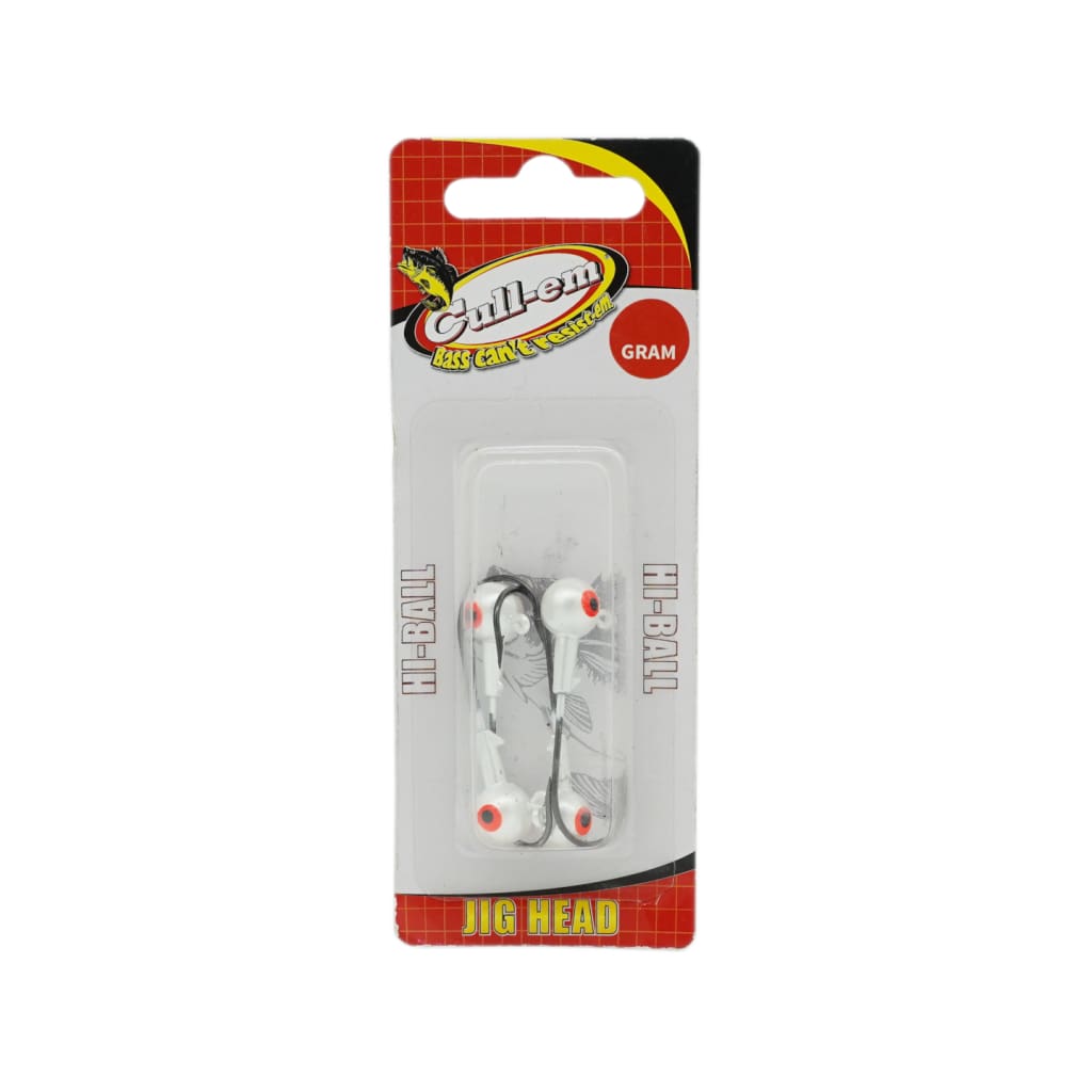 Cull-Em Jig Head Hi-Ball - White Glo - Jig Heads (Hooks)