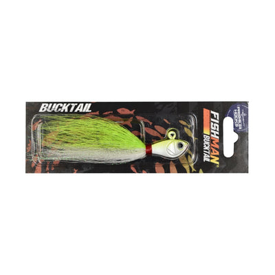 Fishman Bucktail 1oz - 8/0 - Chartreuse White - Jig Lures (Saltwater)
