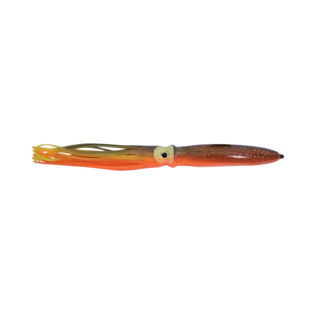 Raw Fishing, The Raw Fishing Mini Plunger, orange shell head offset the  Tutti Fruitti skirt combo nicely. A great all rounder for marlin and tuna  Pr