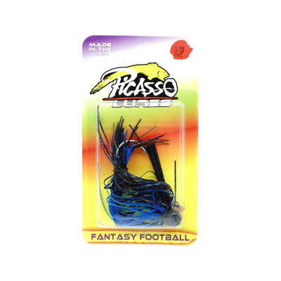 Picasso Lures Fantasy Football Jig 3/8oz - Black/Blue Shower - Lures (Freshwater)